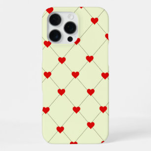 Coque iPhone 16 Pro Max Étui de téléphone à grille de cœurs rouges esthéti