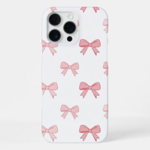 Coque iPhone 16 Pro Max Étui de téléphone à motif nœud papillon rose tendr