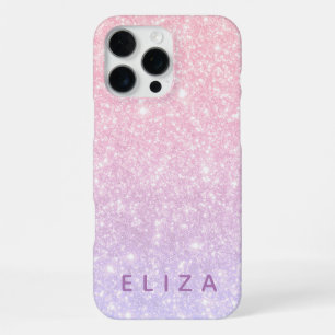 Coque iPhone 16 Pro Max Étui de téléphone à paillettes rose fuchsia violet
