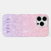 Coque iPhone 16 Pro Max Étui de téléphone à paillettes rose fuchsia violet (Verso Horizontal)