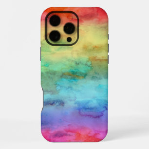 Coque iPhone 16 Pro Max Étui de téléphone abstrait aquarelle arc-en-ciel