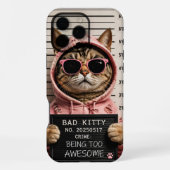 Coque iPhone 16 Pro Max Étui de téléphone chat drôle Bad Kitty Mugshot (Verso)