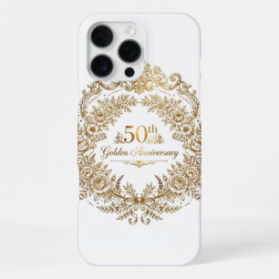 Coque iPhone 16 Pro Max Étui iPhone 16 Pro Max 50e anniversaire doré