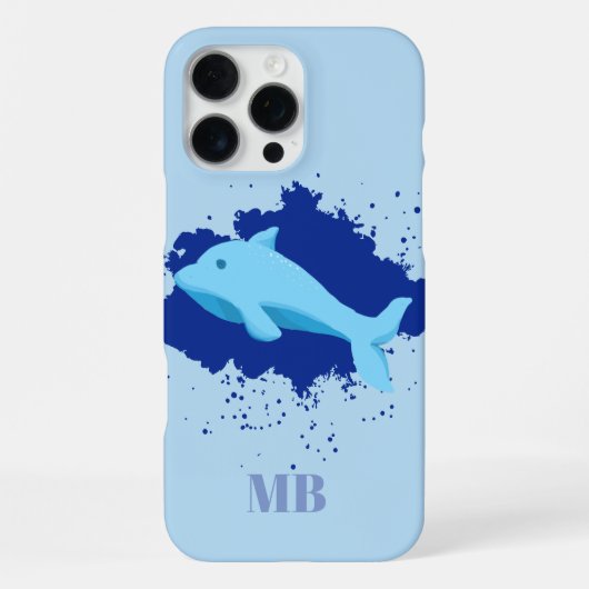 Coque iPhone 16 Pro Max étui iPhone 16 Pro Max avec monogramme initial ble (Verso)