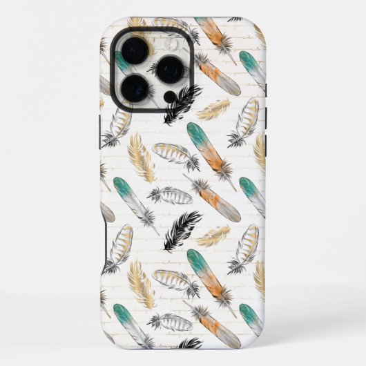 Coque iPhone 16 Pro Max Étui iPhone à plumes amérindiennes (Verso)