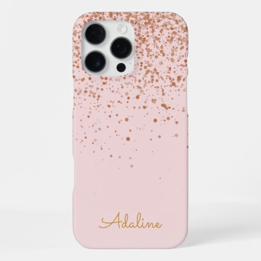 Coque iPhone 16 Pro Max Étui iPhone avec monogramme paillettes dorées (Verso)
