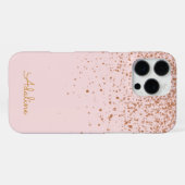 Coque iPhone 16 Pro Max Étui iPhone avec monogramme paillettes dorées (Verso Horizontal)