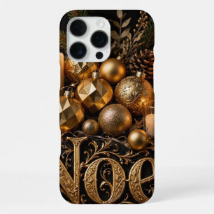 Coque iPhone 16 Pro Max Étui iPhone Bougies de Noël Dorées