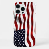 Coque iPhone 16 Pro Max Étui iPhone Drapeau Américain Design Ondoyant (Verso)