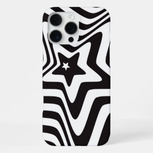 Coque iPhone 16 Pro Max Étui iPhone étoile à illusion d'optique noir et bl