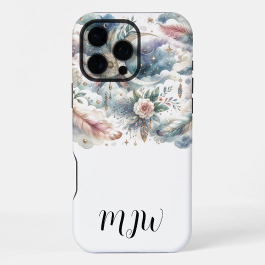 Coque iPhone 16 Pro Max Étui iPhone / iPad Bohème Céleste à Plumes (Verso)