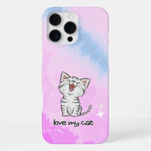 Coque iPhone 16 Pro Max Étui iPhone / iPad rose chat (Verso)
