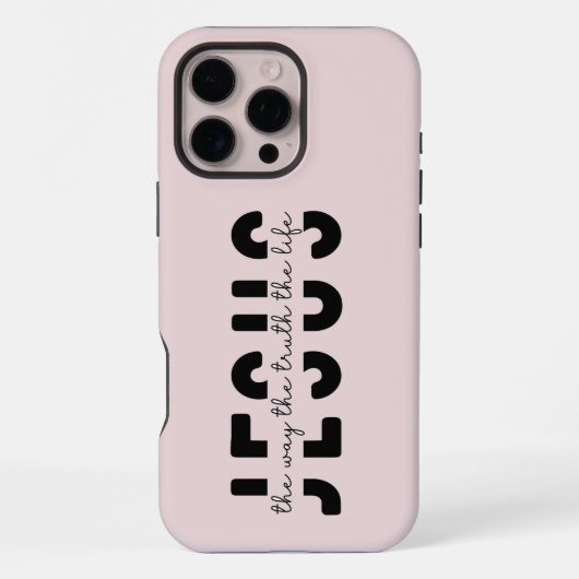 Coque iPhone 16 Pro Max Étui iPhone rose moderne avec écriture sacrée (Verso)