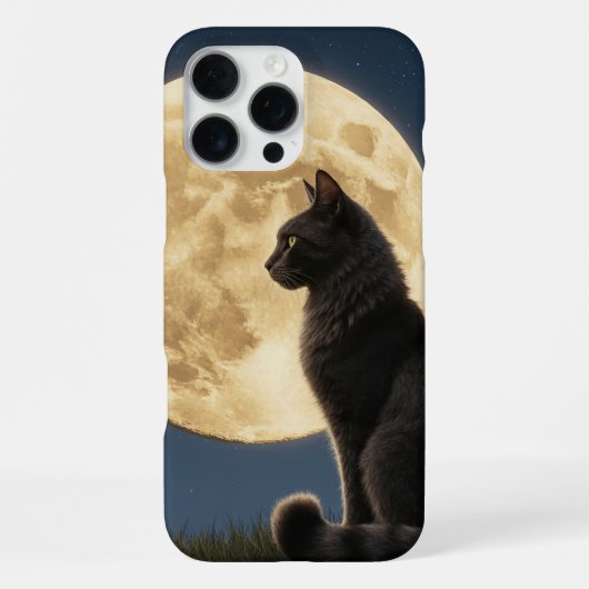 Coque iPhone 16 Pro Max Étui pour iPhone 16 Pro Max chat et lune (Verso)