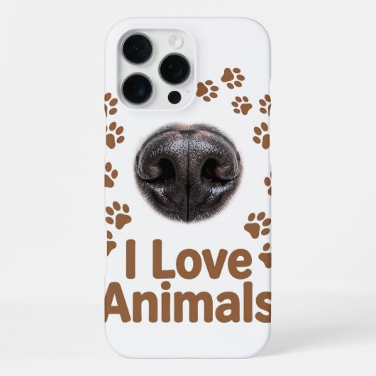 Coque iPhone 16 Pro Max Étui pour iPhone 16 Pro Max "J'aime les Animaux" (Verso)