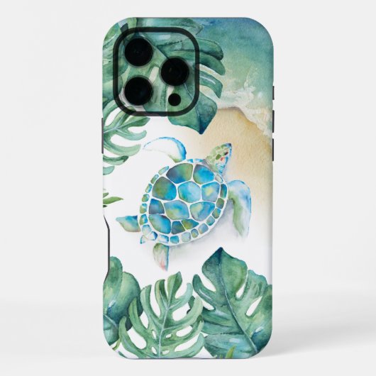 Coque iPhone 16 Pro Max Étui pour iPhone Tortue de Mer Tropicale (Verso)
