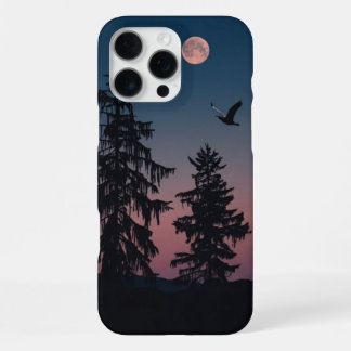 Coque iPhone 16 Pro Max Étui pour téléphone Forêt au Clair de Lune — Ciel 