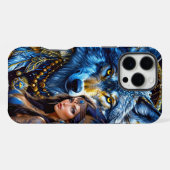 Coque iPhone 16 Pro Max Fantaisie Loup & Femme (Verso Horizontal)