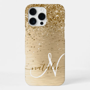 Coque iPhone 16 Pro Max Faux Gold brossé Parties scintillant métallique Im