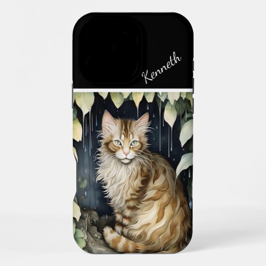 Coque iPhone 16 Pro Max Feline Dans La Pluie (Verso)
