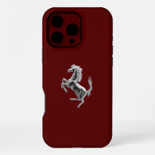 Coque iPhone 16 Pro Max Ferrari Cheval Chrome