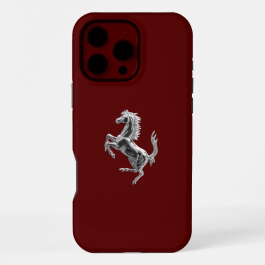 Coque iPhone 16 Pro Max Ferrari Cheval Chrome (Verso)