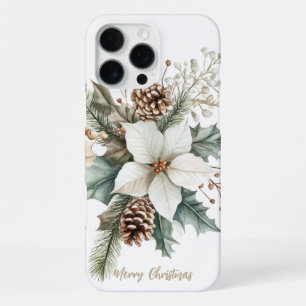 Coque iPhone 16 Pro Max Festif pétillant Noël Floral