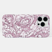 Coque iPhone 16 Pro Max Feuillage baroque orné rose (Verso Horizontal)