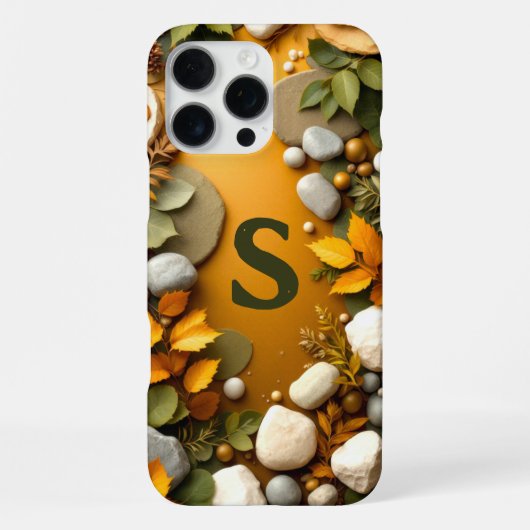 Coque iPhone 16 Pro Max Feuille et pierre rustique (Verso)