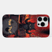 Coque iPhone 16 Pro Max Fierce Black Cat Playing Drums Angry Drummer (Verso Horizontal)