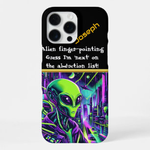 Coque iPhone 16 Pro Max Figure extraterrestre se dresse illuminé