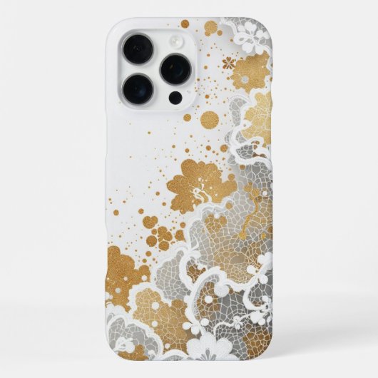 Coque iPhone 16 Pro Max Fleur de blanc or (Verso)