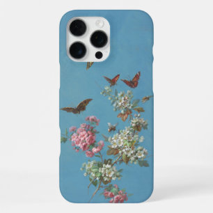 Coque iPhone 16 Pro Max Fleur de cerisier rose vintage papillon abeille su