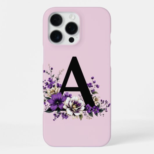 Coque iPhone 16 Pro Max Fleur de lavande : Monogramme Initial 'A' (Verso)