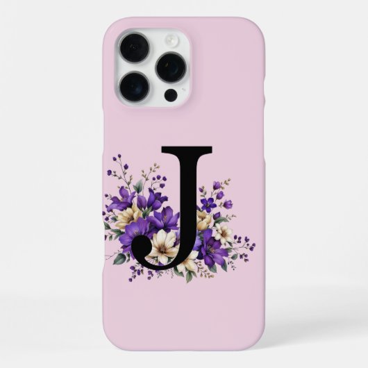 Coque iPhone 16 Pro Max Fleur de lavande : Monogrammé Initial 'J' (Verso)