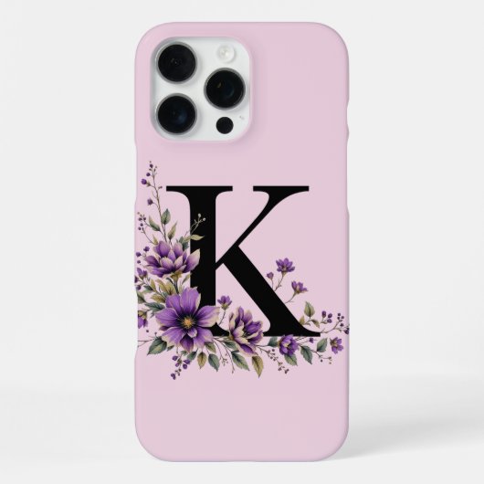 Coque iPhone 16 Pro Max Fleur de lavande : Monogramme Initial 'K' (Verso)