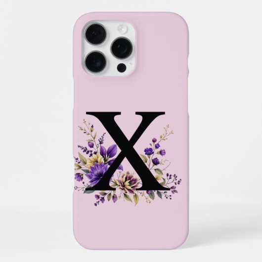 Coque iPhone 16 Pro Max Fleur de lavande : Monogramme Initial 'X' (Verso)