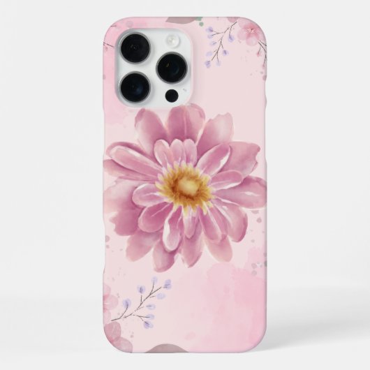 Coque iPhone 16 Pro Max 'Fleur Rose Aquarelle Douce' iPhone 16 Pro Max (Verso)