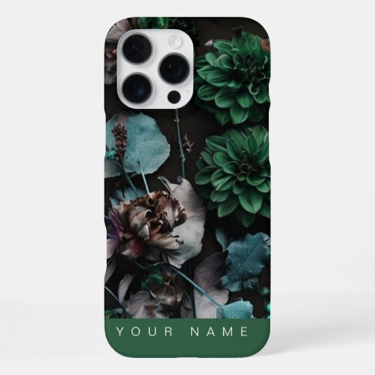 Coque iPhone 16 Pro Max Fleur sombre vert foncé (Verso)