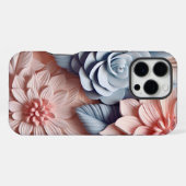 Coque iPhone 16 Pro Max Fleurs 3D roses et bleues (Verso Horizontal)