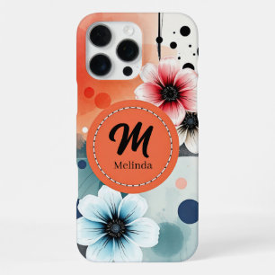 Coque iPhone 16 Pro Max Fleurs à l'aquarelle Rose Bleu Art Féminin en Dist