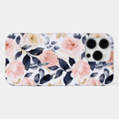 Coque iPhone 16 Pro Max Fleurs Chic Bleu Rose (Verso Horizontal)
