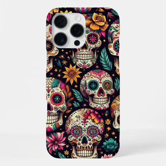 Coque iPhone 16 Pro Max Fleurs de Crâne de Sucre (Verso)