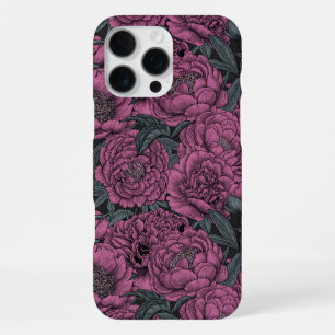 Coque iPhone 16 Pro Max Fleurs de pivoine violette