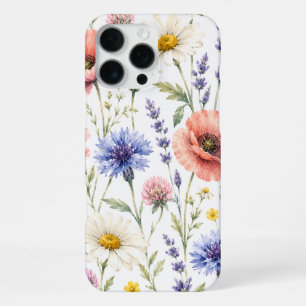 Coque iPhone 16 Pro Max Fleurs de Prairie de Fleur Sauvage à l'Aquarelle