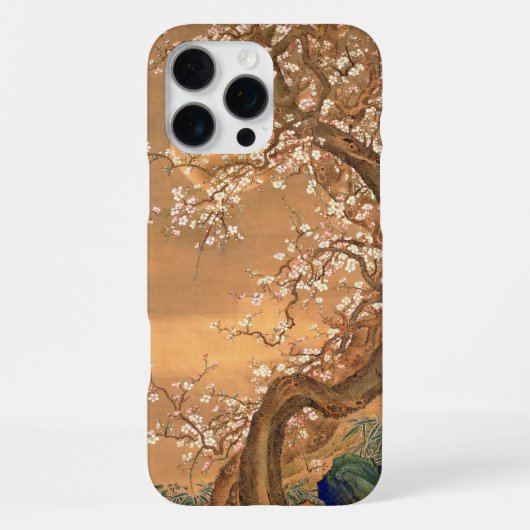 Coque iPhone 16 Pro Max Fleurs de prune rose et blanche au clair de lune, (Verso)