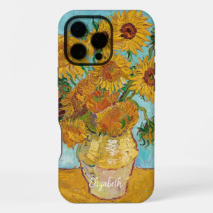 Coque iPhone 16 Pro Max Fleurs de soleil Rouge orange jaune Van Gogh