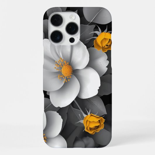 Coque iPhone 16 Pro Max Fleurs de Teinte Dorée (Verso)