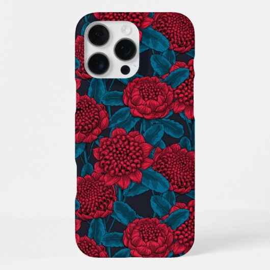 Coque iPhone 16 Pro Max Fleurs de waratah rouges (Verso)