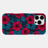 Coque iPhone 16 Pro Max Fleurs d'hibiscus rouges (Verso Horizontal)